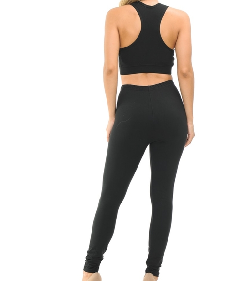 Solid Bra Top & Leggings Set Size S/M - Picture 2 of 4